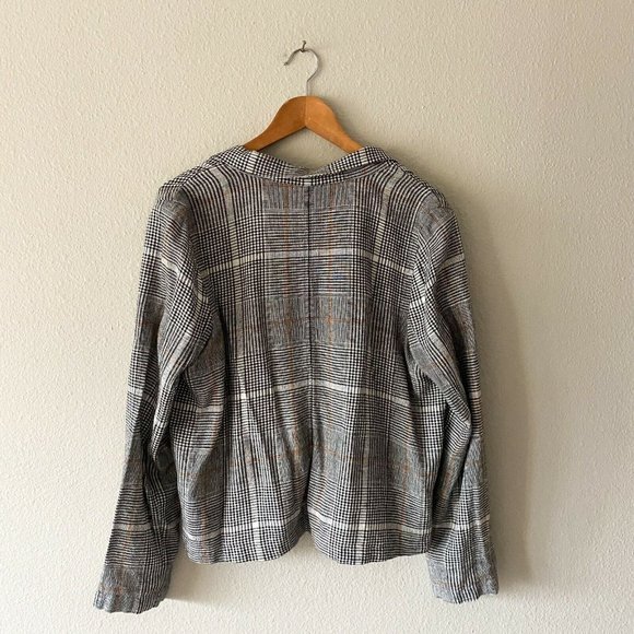 BP linen blend white and black plaid jacket size M blazer - Picture 6 of 8